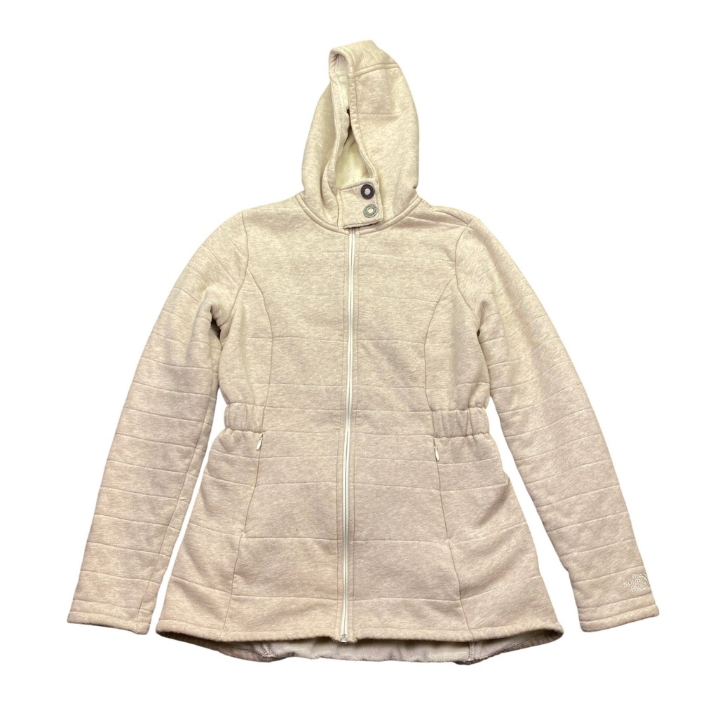 The North Face Womens S Beige Quilted Fleece Lined Hooded Jacket NFOA2WN2